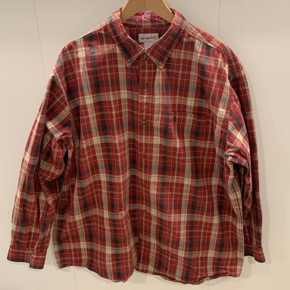 Men's Carhartt Plaid 2XL button down shirt red - Picture 1 of 5
